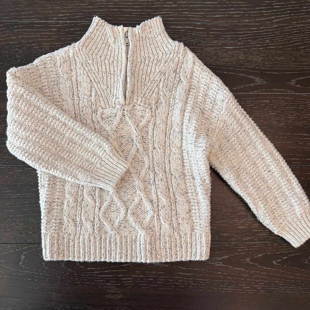 H&M Toddler Chunky Knit‎ Gray & Cream Cable Knit Sweater 2T Quarter-Zip